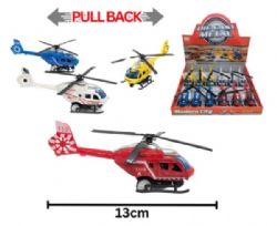 HÉLICOPTÈRE MOULÉ SOUS PRESSION 13 CM ASST
